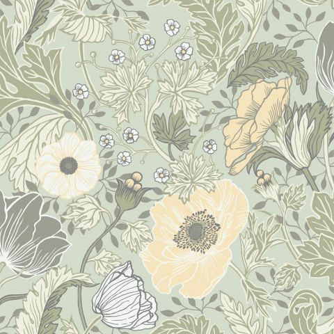 Dutch Wallcoverings First Class - Midbec Fågelsång - Anemone Green 34034