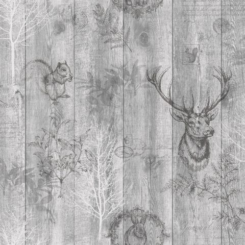 Dutch Wallcoverings Imaginarium II - Stag Wood Panel Grey 90090