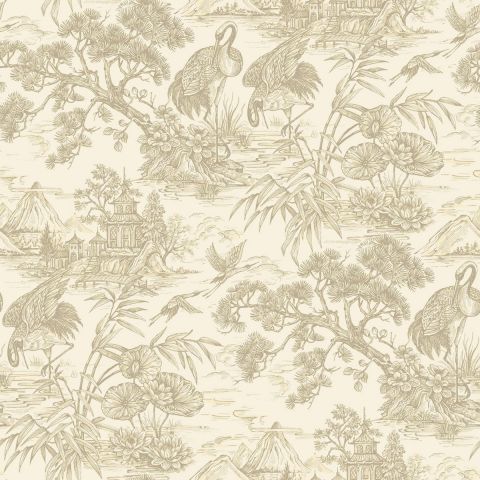 DUTCH WALLCOVERINGS FIRST CLASS ARBORETUM - NATORU AQUA SHINY GOLD 91700