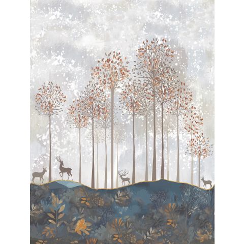 CUTE WALLS FOREST DEER - NAVY BLEU CW6047-1