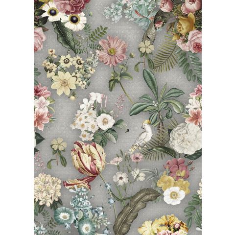 Behangexpresse Floral Utopia - Costa Rico Botanical Gray