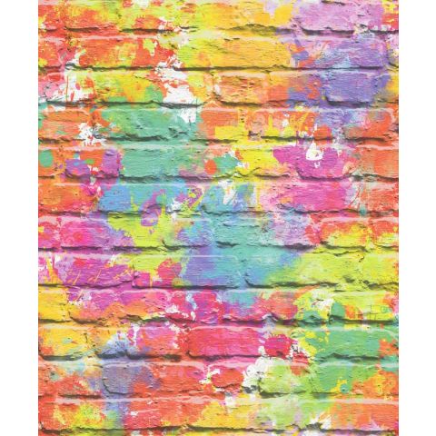 Dutch Wallcoverings Freestyle Bakstenen Neon Multicolor