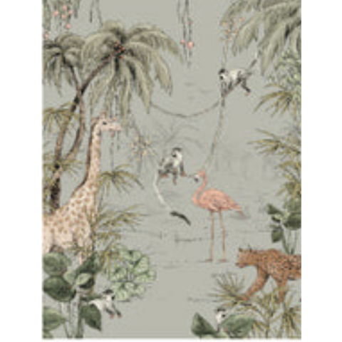 DUTCH WALLCOVERINGS - ANNET WEELINK VOL.1 JUNGLE JAZZ DUSTY MINT "REPEATABLE"