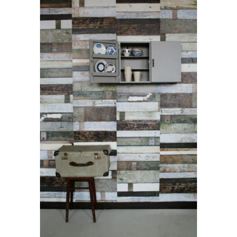 Scrap wood wallpaper Black/White